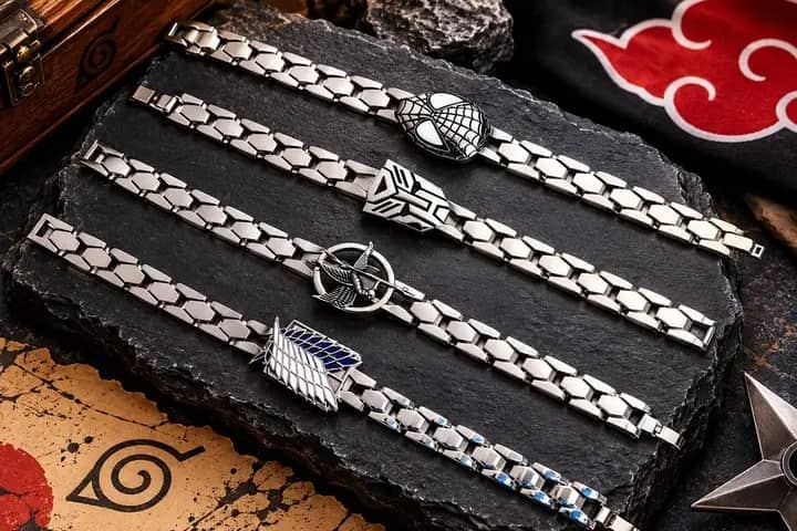 Bracelet chaîne métal — Eren Jaeger / Luffy